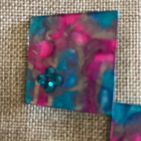 Jewelry earrings and painted Balsawood turquoise - Picture 2 of 2